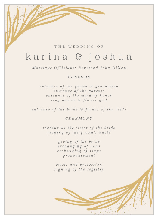 Guide your guests through the events of your wedding ceremony, by providing our Simple Wreath Wedding Programs!