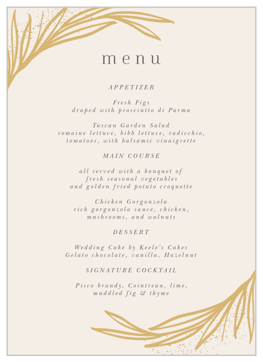 Top off every table setting with one of our lovely Simple Wreath Wedding Menus!