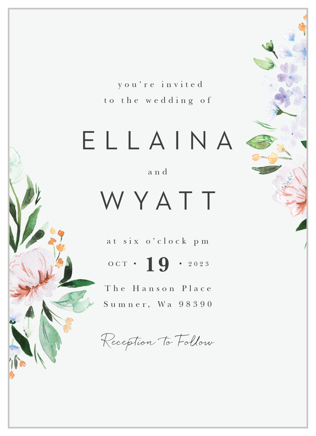 Floral Cascade Wedding Invitations