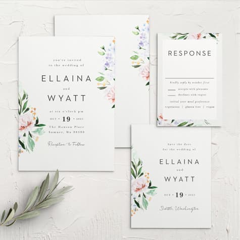 Floral Cascade Wedding Invitations