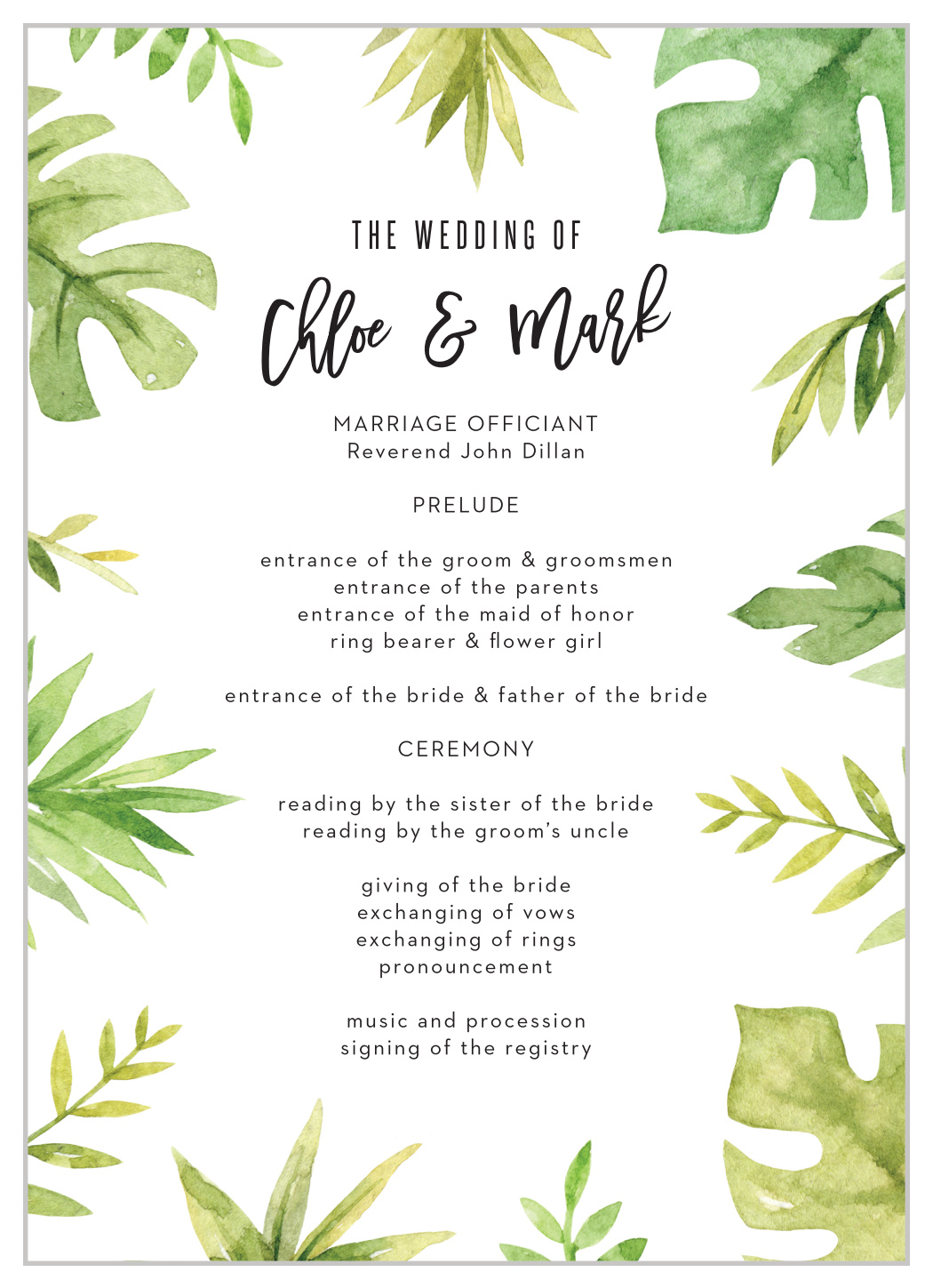 Fun Foliage Wedding Programs