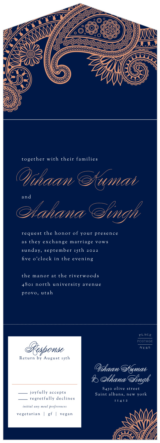 Our Indian Paisley Wedding Invitations are a perfectly gorgeous way to announce the special day.