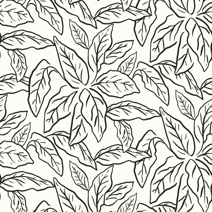 Our Sketched Leaves Peel And Stick Removable Wallpaper design is like a moody tropical getaway!