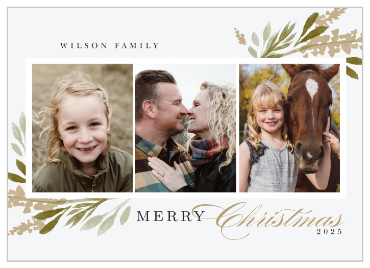 Our Greenery Collage Christmas Cards spread cheery spirit to family and friends this holiday season.