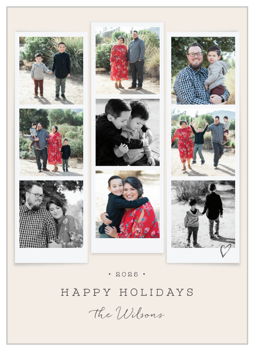 Send out your seasonal message to family and friends with our Photo Booth Strips Holiday Cards.