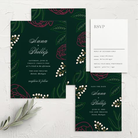 Sculpted Blooms Wedding Invitations