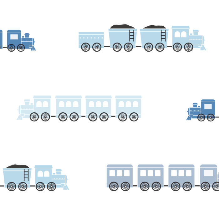 Create the nursery, playroom, or bedroom of your dreams with our Tiny Trains Peel And Stick Removable Wallpaper.