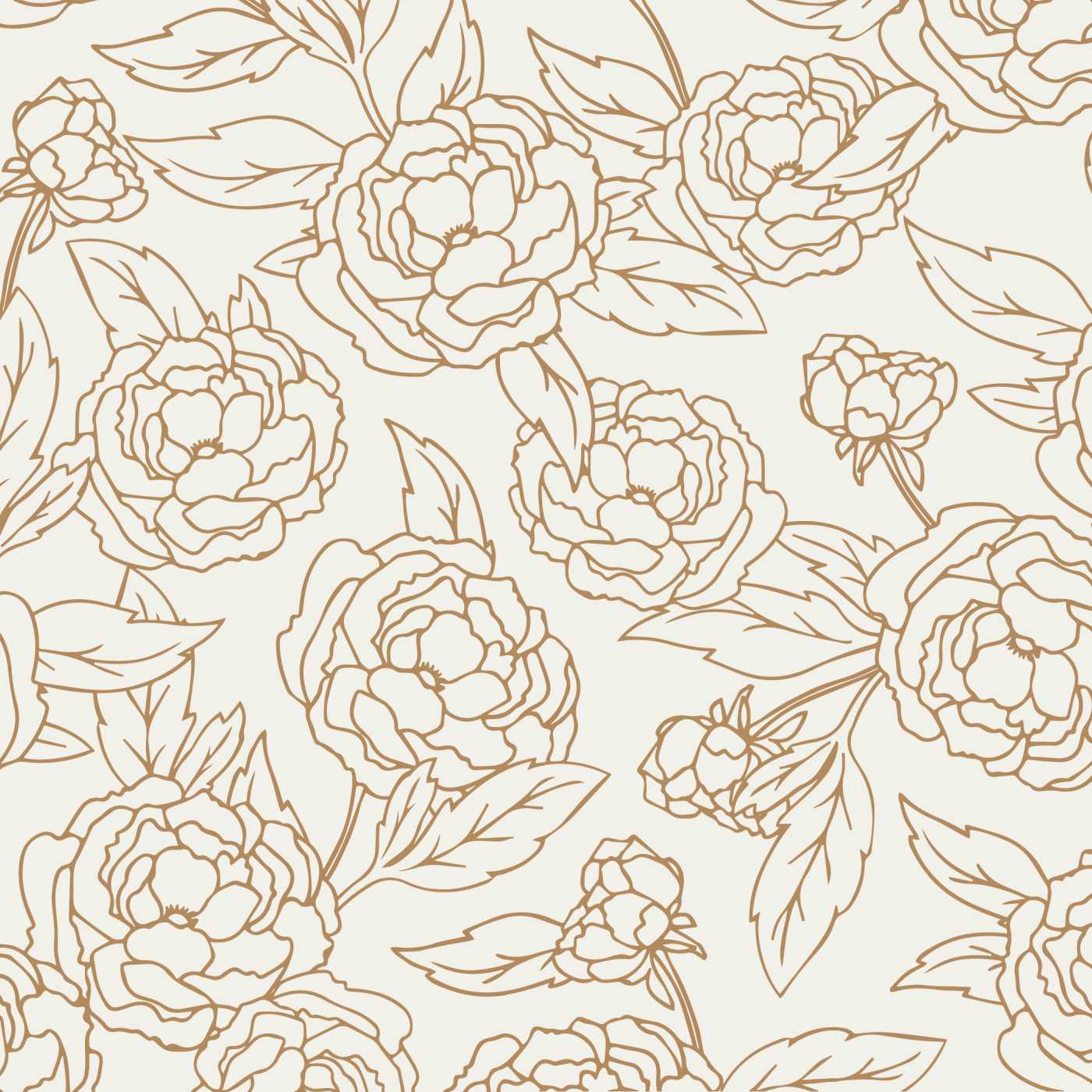 Outlined Peonies Wallpaper