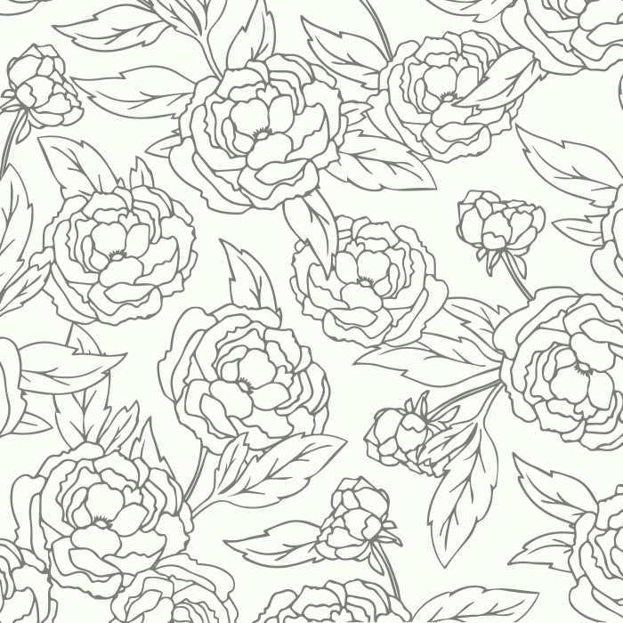 Add a vintage touch to your home with our Outlined Peonies Peel And Stick Removable Wallpaper.