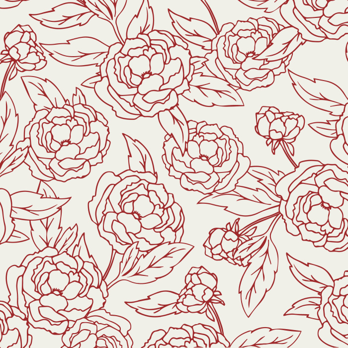 Add a vintage touch to your home with our Outlined Peonies Peel And Stick Removable Wallpaper.