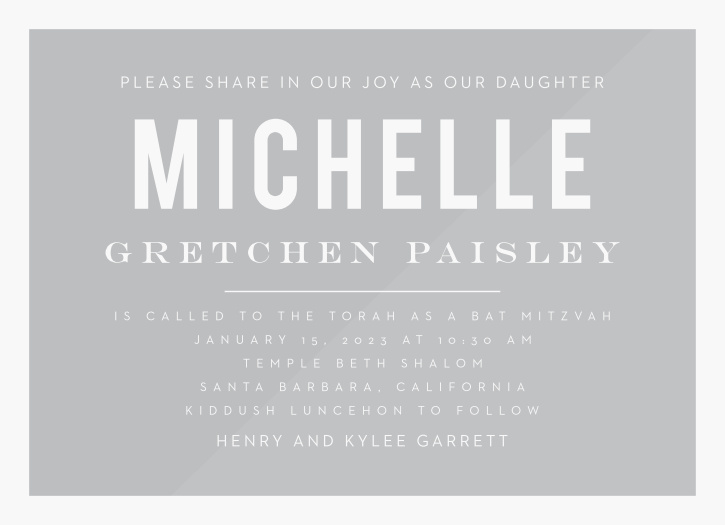 Our Art Pop Clear Bat Mitzvah Invitations bring close friends and family together for your daughter's coming-of-age ceremony.