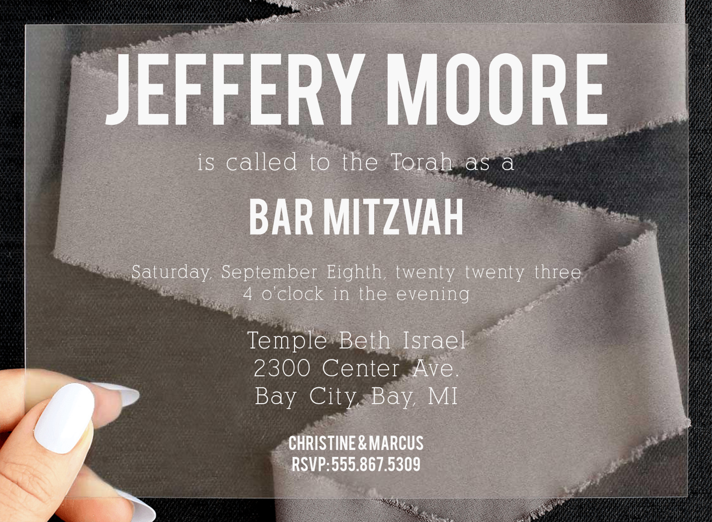 Simply Modern Clear Bar Mitzvah Invitations