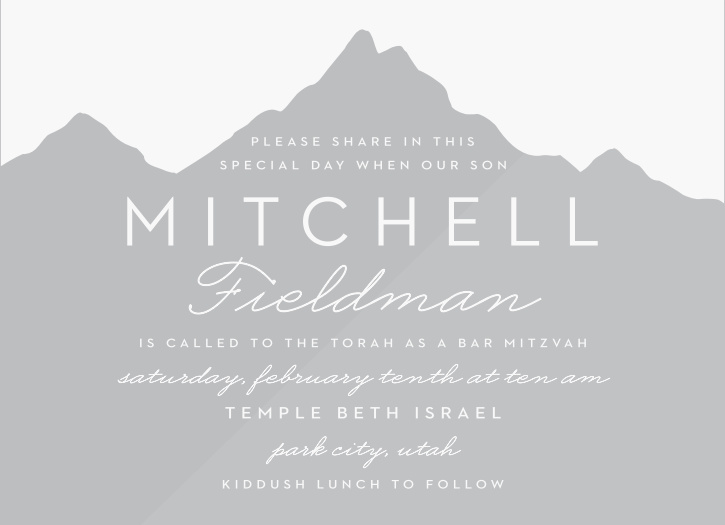 Bring family and friends to celebrate your son's special day with the fun look of our Winter Skiing Clear Bar Mitzvah Invitations.
