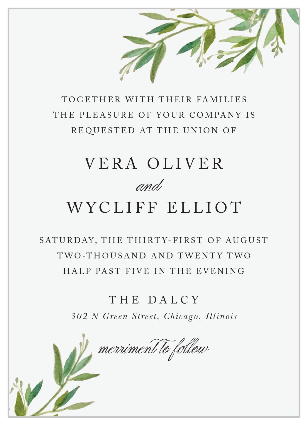 Elegant Vines Wedding Invitations