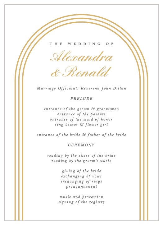 Our Simple Elegant Wedding Programs walk family and friends through your ceremony.