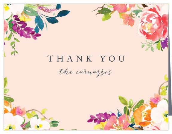 The presence and support of loved ones on your big day meant a lot to you, show them appreciation with our Spring Peach Wedding Thank You Cards. 