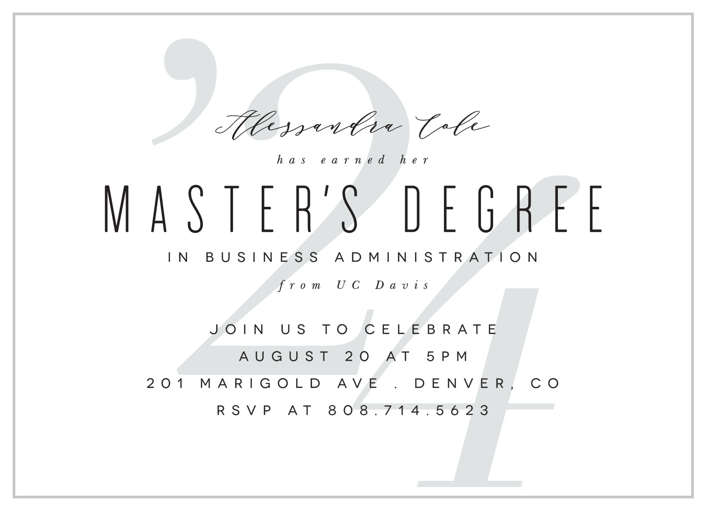 Master's Degree Graduation Invitations