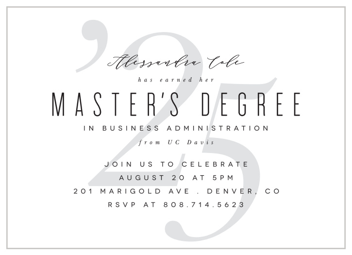 Our Master's Degree Graduation Invitations bring family and friends together to celebrate your academic achievement.