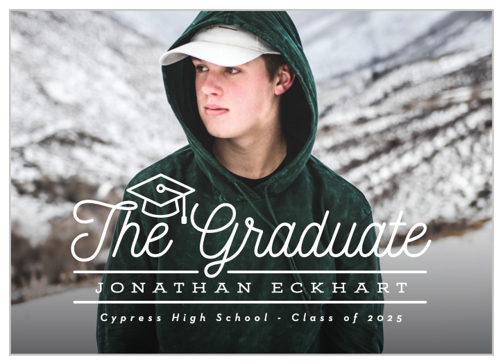 Share the bigs news of your academic accomplishments with our Monoline Photograph Graduation Announcements.