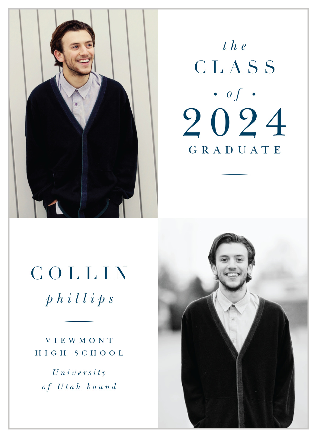 Traditional Duo Graduation Announcements