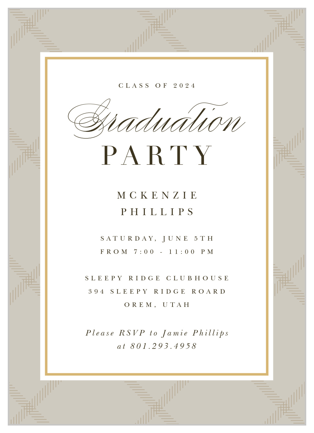 Framed Pattern Graduation Invitations