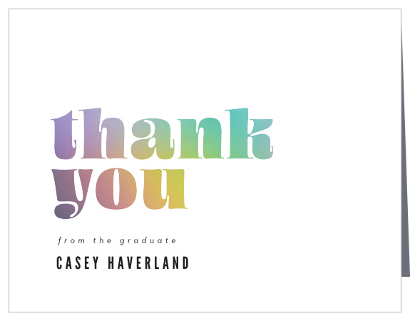 The big day has come, so shout out your gratitude with our Holographic Year Graduation Thank You Cards.
