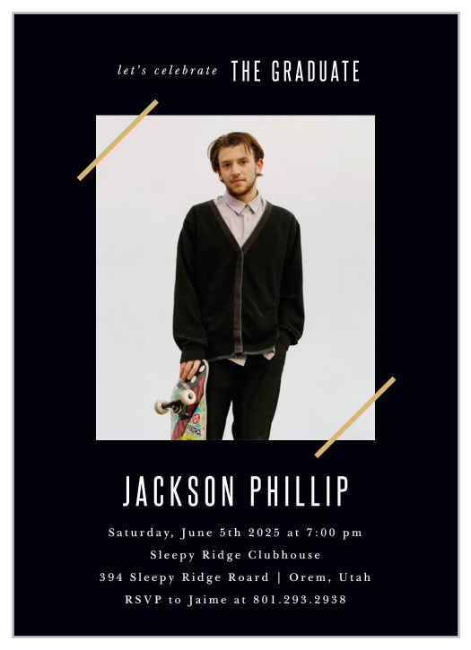 You’ve worked hard for this, so make your graduation celebration a memorable one with our Photo Corners Graduation Invitations.