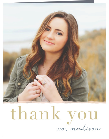 Express appreciation for the support and presence of loved ones with our Torn Edge Graduation Thank You Cards.