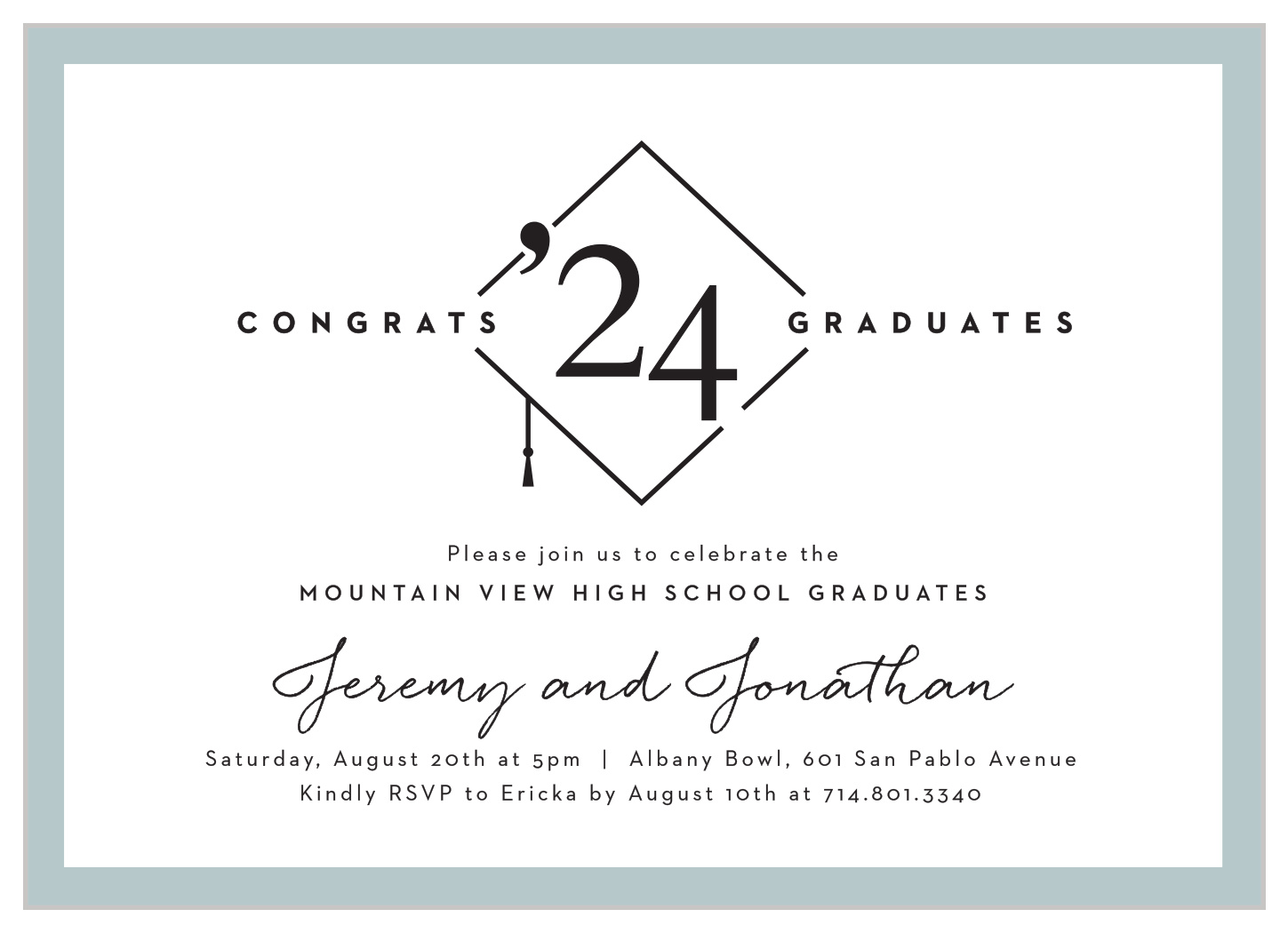 Twin Congrats Graduation Invitations by Basic Invite