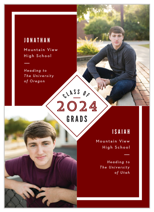 You’ve got two graduates to be proud of, so make their special day twice as exciting with our Twin Portraits Graduation Announcements.