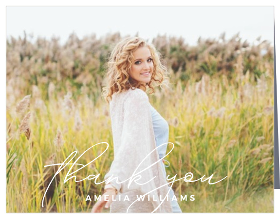Let family and friends know how much you appreciate them with our Script Grad Graduation Thank You Cards.