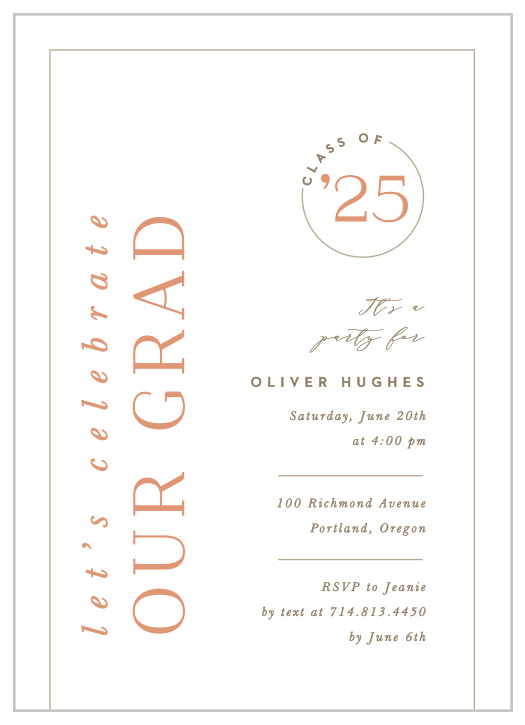 Let your friends and family know that they are welcome to come to celebrate your recent achievements alongside you, by sending them our Circled Year Graduation Invitations!