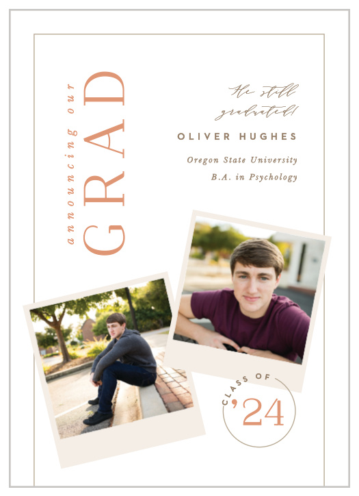 Make sure your loved ones know that you've earned your degree, by sending them our Circled Year Graduation Announcements!