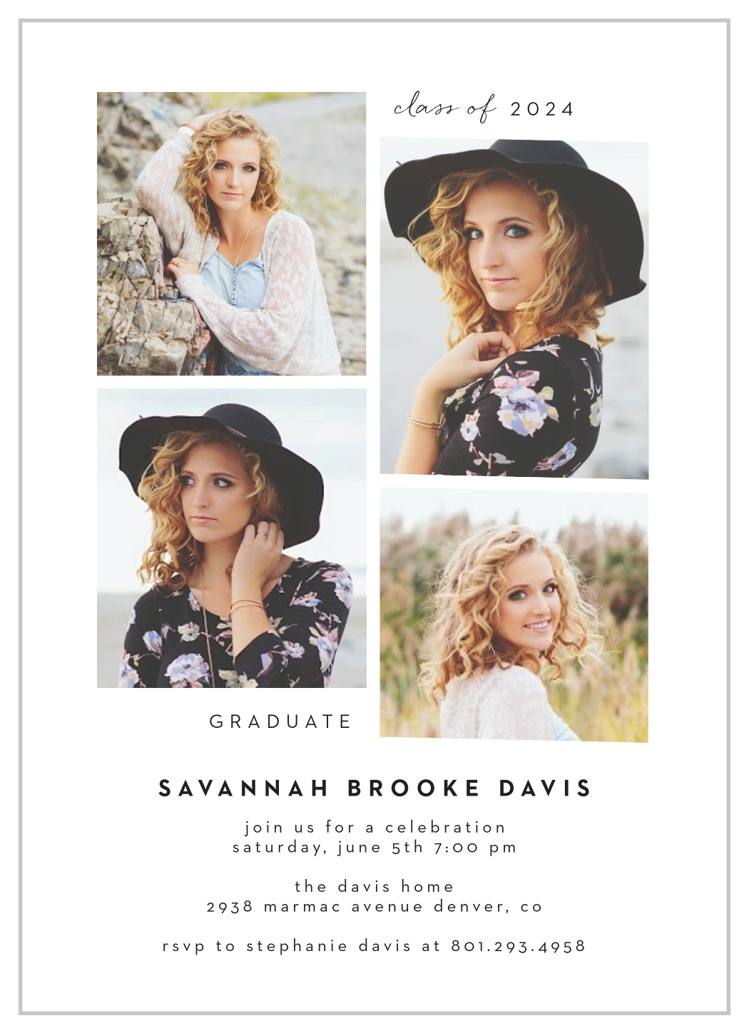 Classy Collage Graduation Invitations by Basic Invite