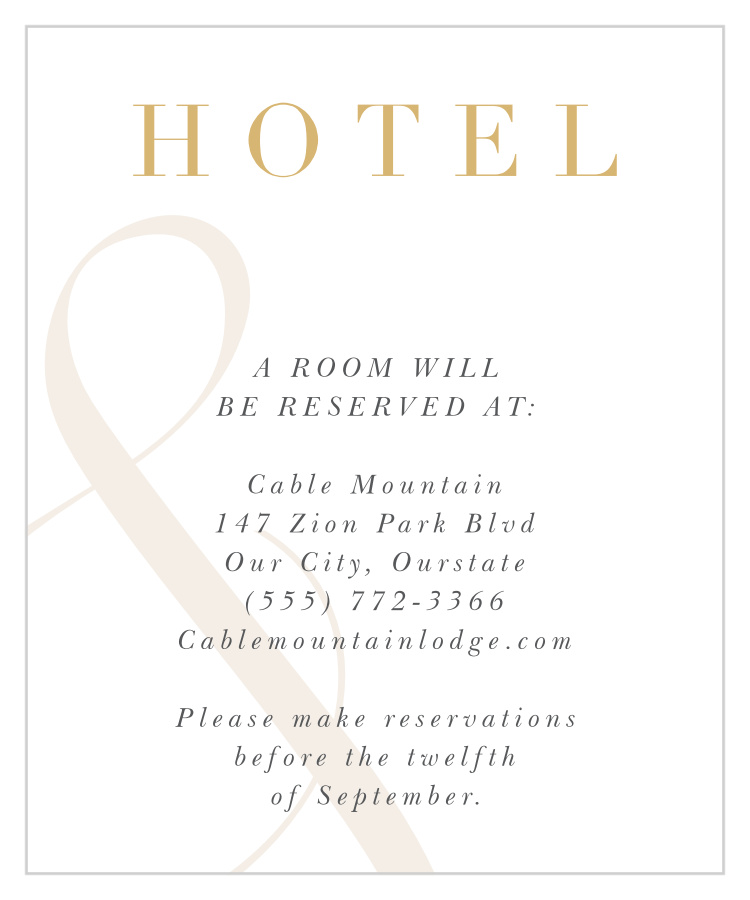 Modern Ampersand Accommodation Cards by Basic Invite