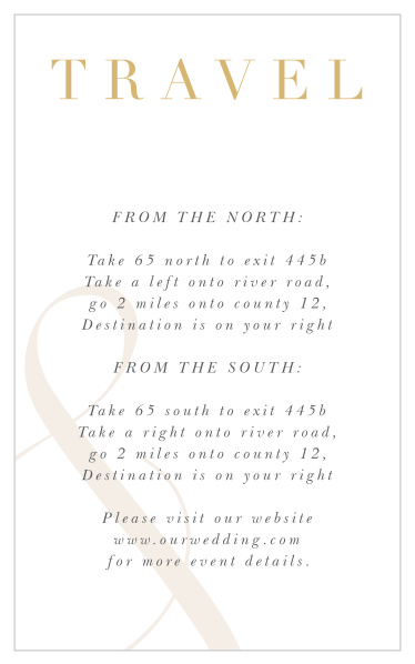 Our Modern Ampersand Direction Cards guide family and friends to your wedding venue with ease.