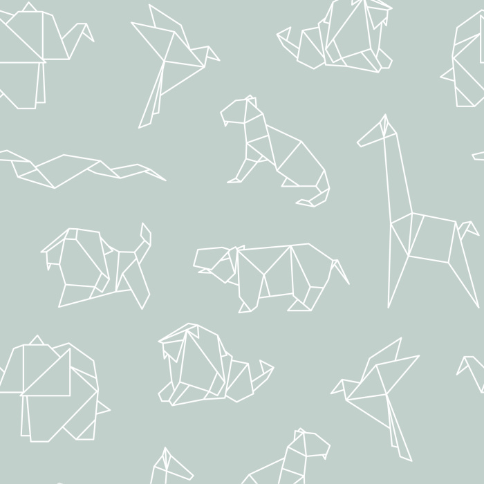 Create a playfully modern atmosphere with our Oragami Safari peel and stick removable wallpaper.