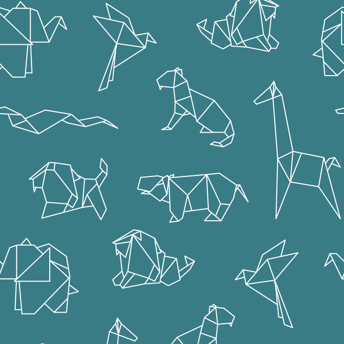 Create a playfully modern atmosphere with our Oragami Safari peel and stick removable wallpaper.