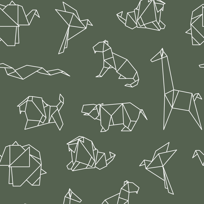 Create a playfully modern atmosphere with our Oragami Safari peel and stick removable wallpaper.
