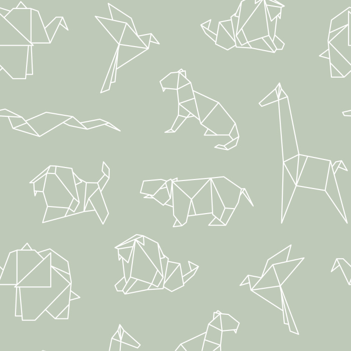 Create a playfully modern atmosphere with our Oragami Safari peel and stick removable wallpaper.
