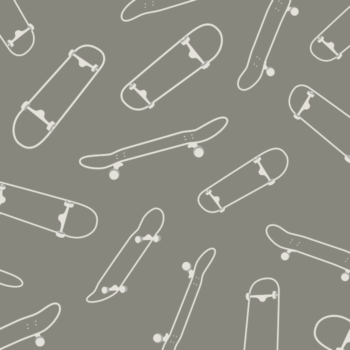 Add a playfully punk atmosphere to your kid's space with our Skateboard Decks peel and stick removable wallpaper.