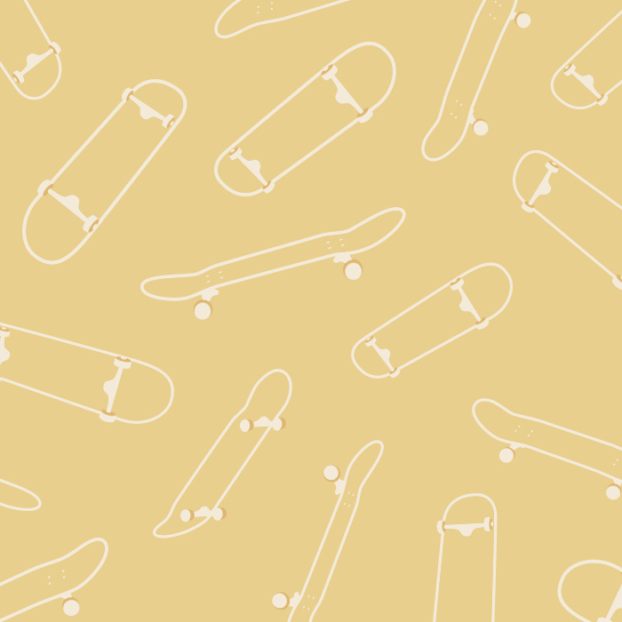 Add a playfully punk atmosphere to your kid's space with our Skateboard Decks peel and stick removable wallpaper.