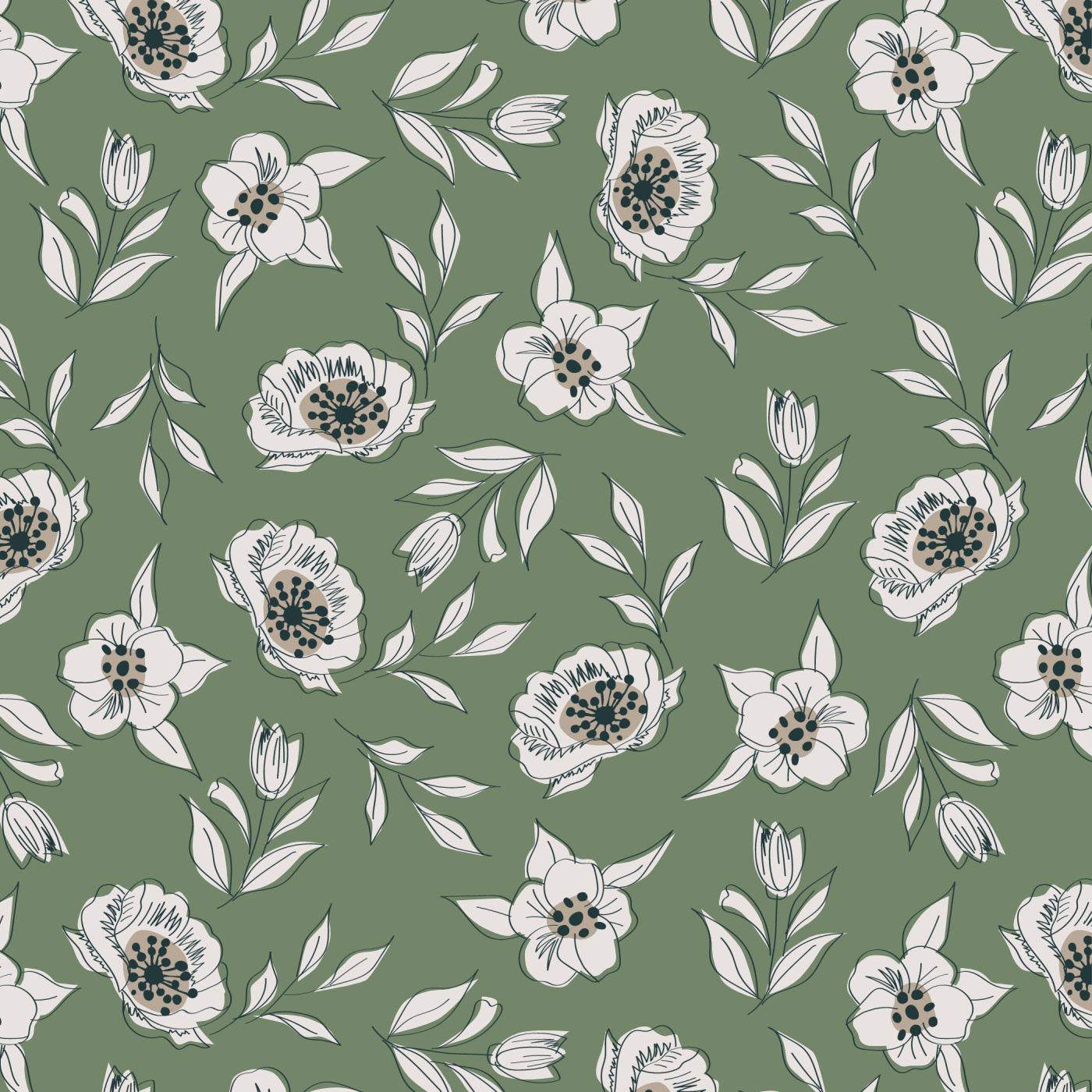 Retro Florals Wallpaper