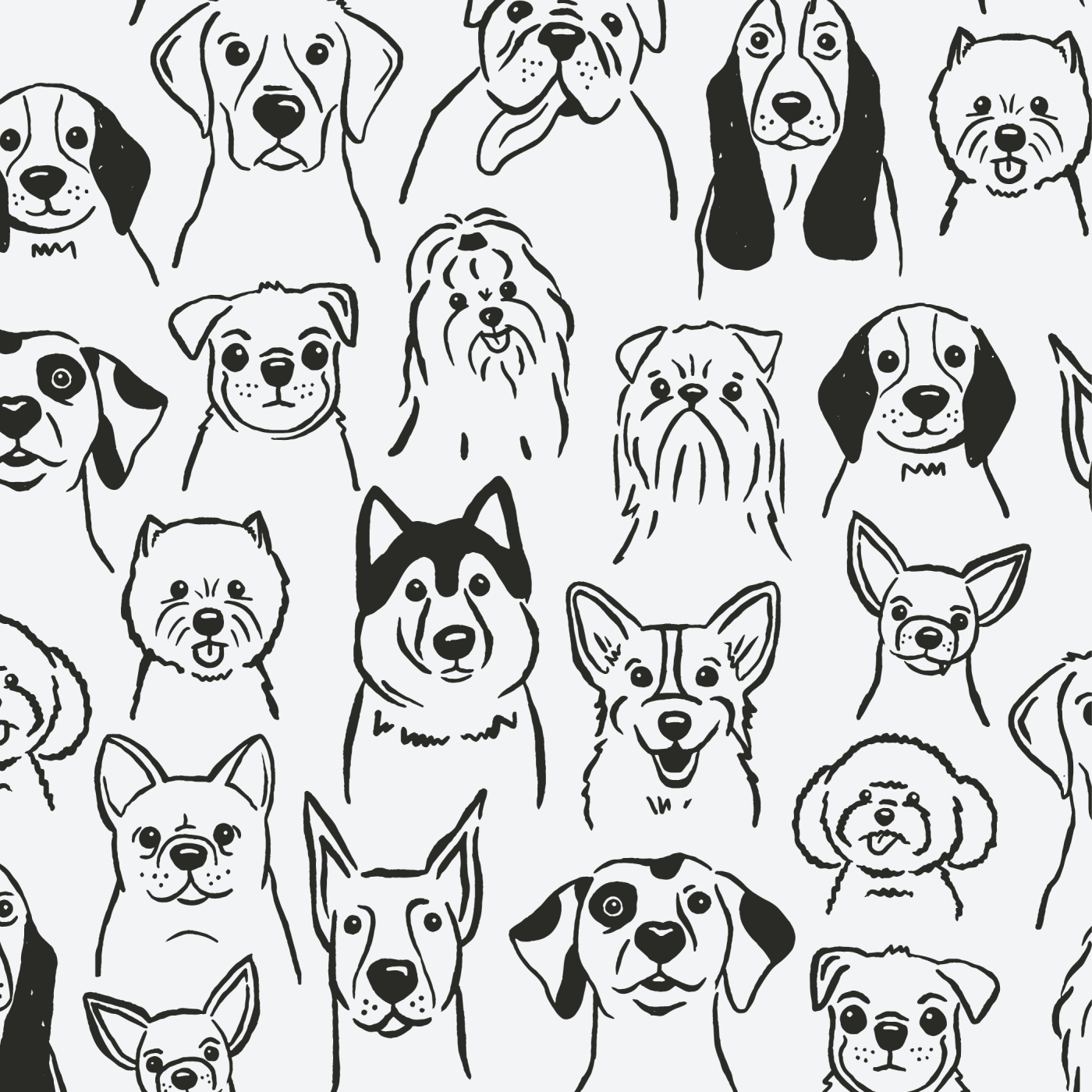 Cute Dog Seamless Pattern With Black And White Color Stock Vector  Illustration Of Funny, Green: 135656833