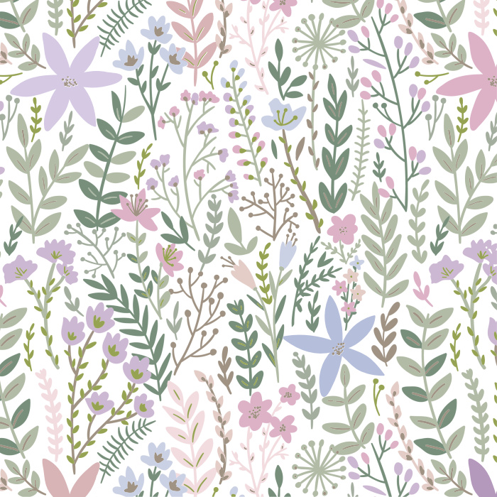 Create a playful garden of imagination and possibility in your own home with our Whimsical Wildfield peel and stick removable wallpaper.