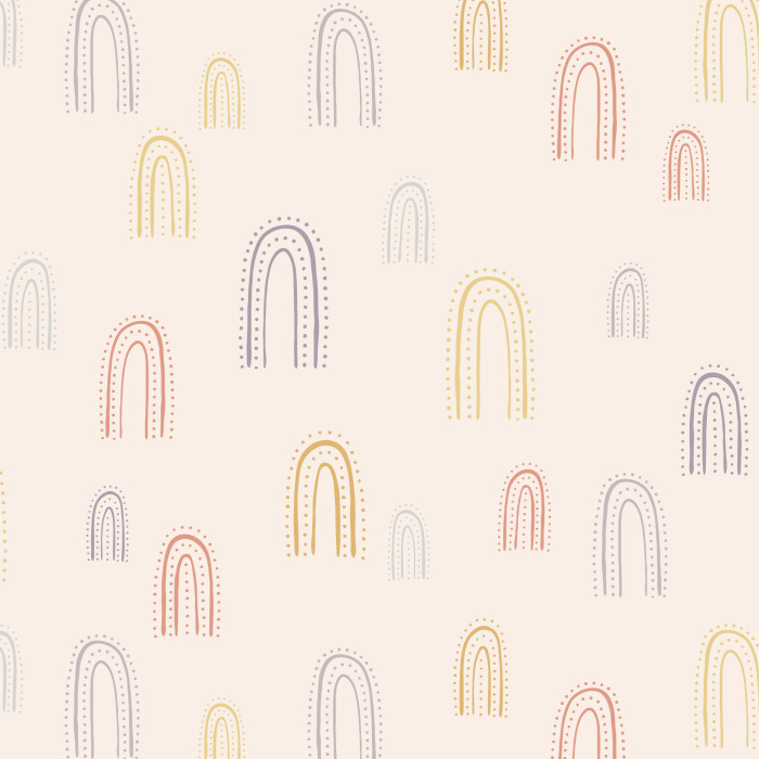 Our Dotted Rainbows peel and stick removable wallpaper will add a touch of happiness and joy to your child's room. 
