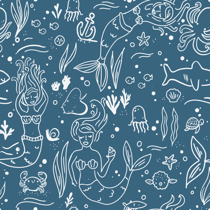 Create a fantastical, magical space for your little one with our Mermaid Lagoon peel and stick removable wallpaper. 