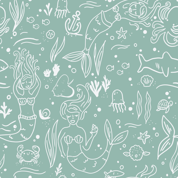Create a fantastical, magical space for your little one with our Mermaid Lagoon peel and stick removable wallpaper.