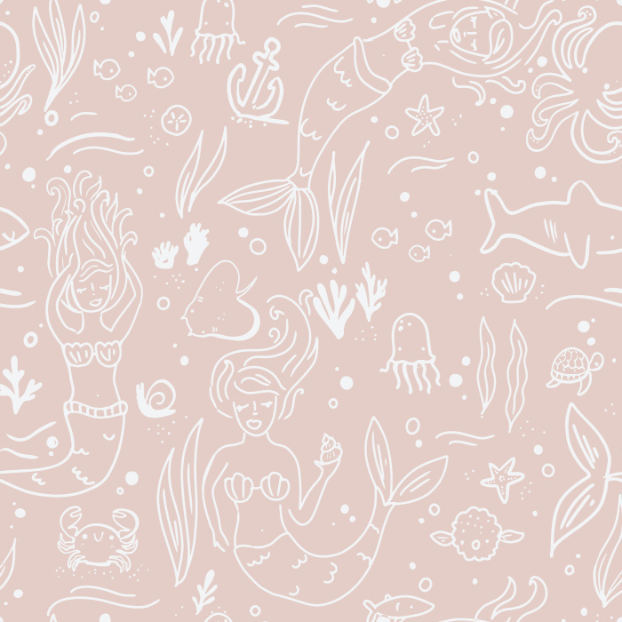 Create a fantastical, magical space for your little one with our Mermaid Lagoon peel and stick removable wallpaper.