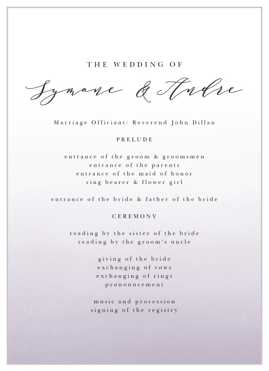 Keep your guests informed of all the details of your ceremony, with our modern Awesome Ombre Wedding Programs!